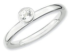 Stackable Expressions Sterling Silver High 4mm Round White Topaz Stackable Ring