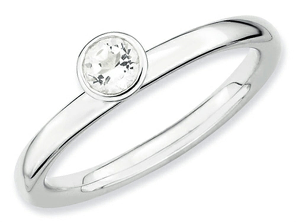 Stackable Expressions Sterling Silver High 4mm Round White Topaz Stackable Ring
