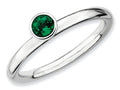 Stackable Expressions Sterling Silver High 4mm Round Simulated Emerald Stackable Ring