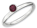 Stackable Expressions Sterling Silver High 4mm Round Rhod. Garnet Stackable Ring