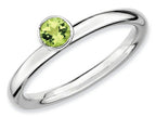 Stackable Expressions Sterling Silver High 4mm Round Peridot Stackable Ring