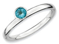Stackable Expressions Sterling Silver High 4mm Round Blue Topaz Stackable Ring