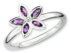 Stackable Expressions Sterling Silver Amethyst Flower Stackable Ring