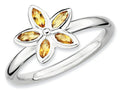 Stackable Expressions Sterling Silver Citrine Flower Stackable Ring