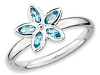 Stackable Expressions Sterling Silver Blue Topaz Flower Stackable Ring