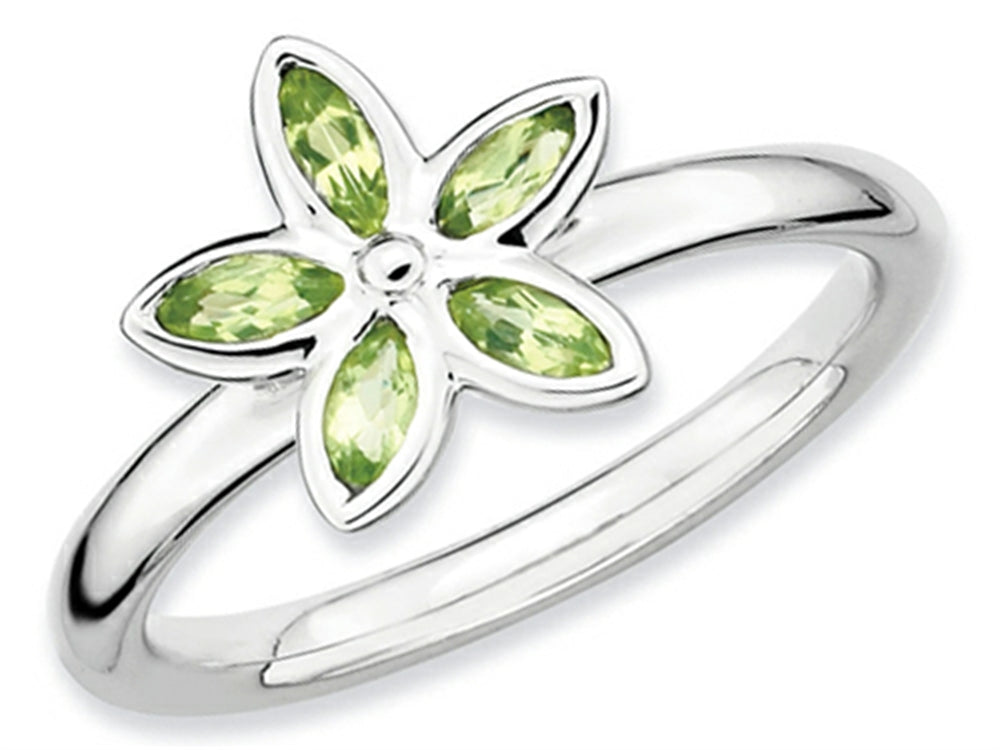 Stackable Expressions Sterling Silver Peridot Flower Stackable Ring