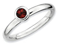 Stackable Expressions Sterling Silver Low 4mm Round Garnet Stackable Ring