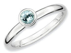 Stackable Expressions Sterling Silver Low 4mm Round Aquamarine Stackable Ring