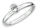 Stackable Expressions Sterling Silver Low 4mm Round White Topaz Stackable Ring