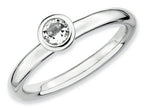 Stackable Expressions Sterling Silver Low 4mm Round White Topaz Stackable Ring