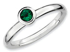 Stackable Expressions Sterling Silver Low 4mm Round Simulated Emerald Stackable Ring