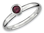 Stackable Expressions Sterling Silver Low 4mm Round Rhod. Garnet Stackable Ring