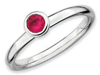 Stackable Expressions Sterling Silver Low 4mm Round Created Ruby Stackable Ring