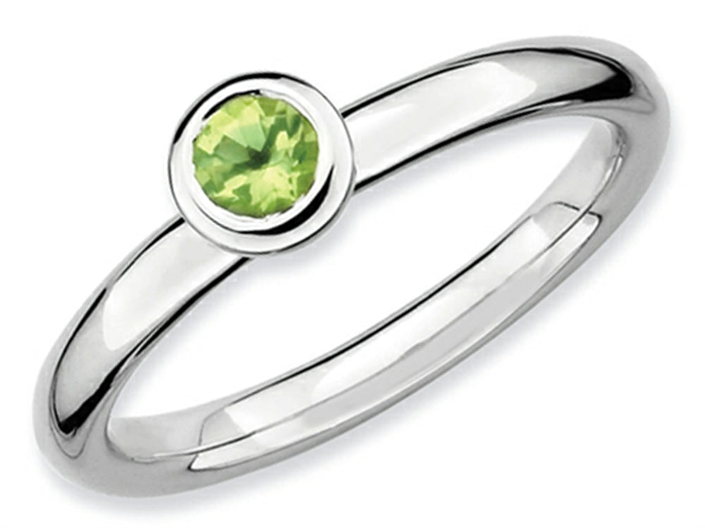 Stackable Expressions Sterling Silver Low 4mm Round Peridot Stackable Ring