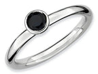Stackable Expressions Sterling Silver Low 4mm Round Created Blue Sapphire Stackable Ring