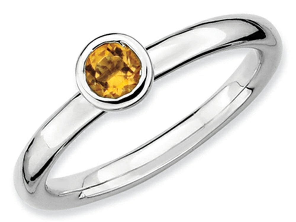 Stackable Expressions Sterling Silver Low 4mm Round Citrine Stackable Ring