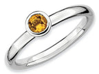 Stackable Expressions Sterling Silver Low 4mm Round Citrine Stackable Ring