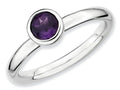 Stackable Expressions Sterling Silver Low 5mm Round Amethyst Stackable Ring