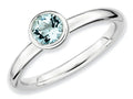 Stackable Expressions Sterling Silver Low 5mm Round Aquamarine Stackable Ring