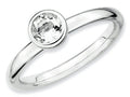 Stackable Expressions Sterling Silver Low 5mm Round White Topaz Stackable Ring