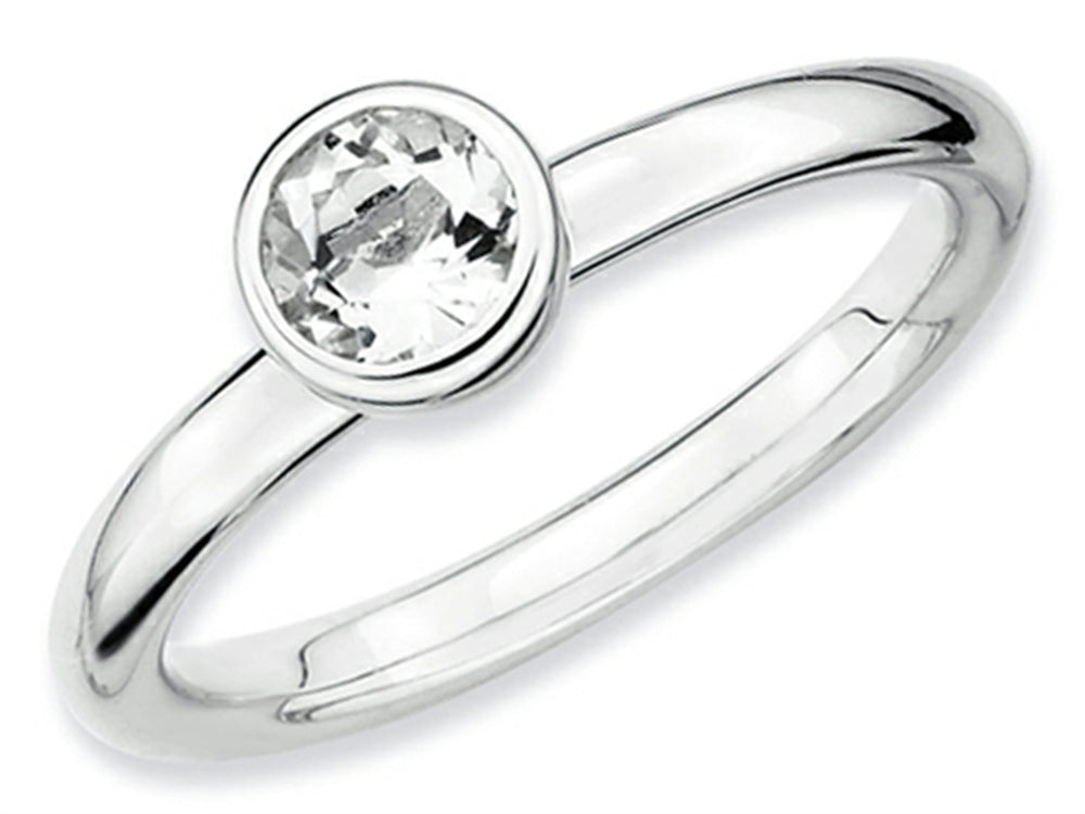 Stackable Expressions Sterling Silver Low 5mm Round White Topaz Stackable Ring