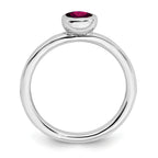 Stackable Expressions Sterling Silver Low 5mm Round Created Ruby Stackable Ring