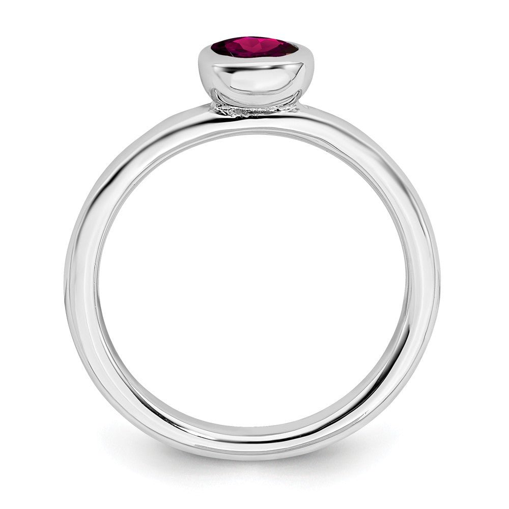 Stackable Expressions Sterling Silver Low 5mm Round Created Ruby Stackable Ring