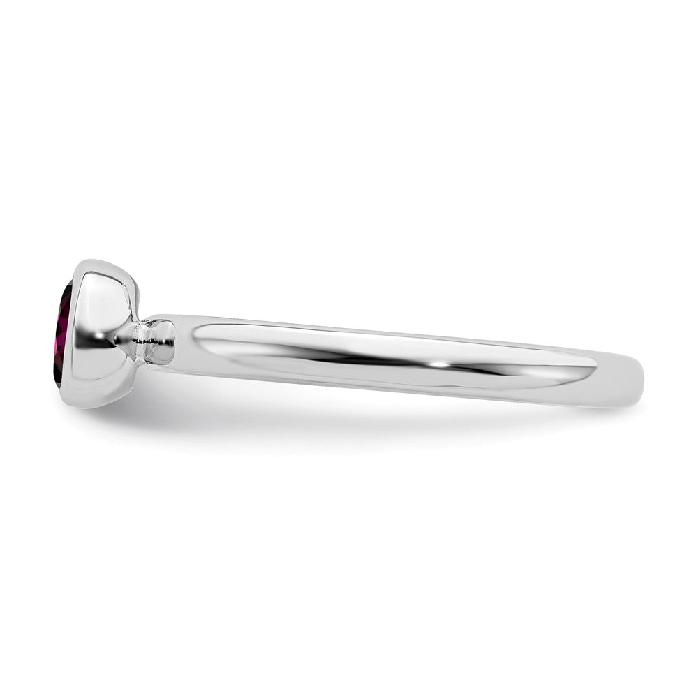 Stackable Expressions Sterling Silver Low 5mm Round Created Ruby Stackable Ring