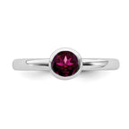 Stackable Expressions Sterling Silver Low 5mm Round Created Ruby Stackable Ring