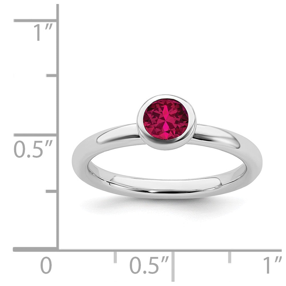 Stackable Expressions Sterling Silver Low 5mm Round Created Ruby Stackable Ring