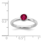 Stackable Expressions Sterling Silver Low 5mm Round Created Ruby Stackable Ring