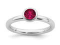 Stackable Expressions Sterling Silver Low 5mm Round Created Ruby Stackable Ring