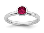Stackable Expressions Sterling Silver Low 5mm Round Created Ruby Stackable Ring