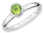 Stackable Expressions Sterling Silver Low 5mm Round Peridot Stackable Ring