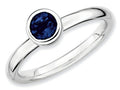 Stackable Expressions Sterling Silver Low 5mm Round Created Blue Sapphire Stackable Ring