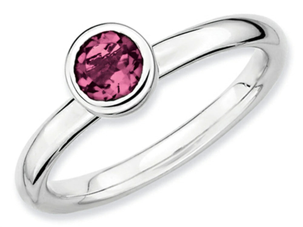 Stackable Expressions Sterling Silver Low 5mm Round Pink Tourmaline Stackable Ring
