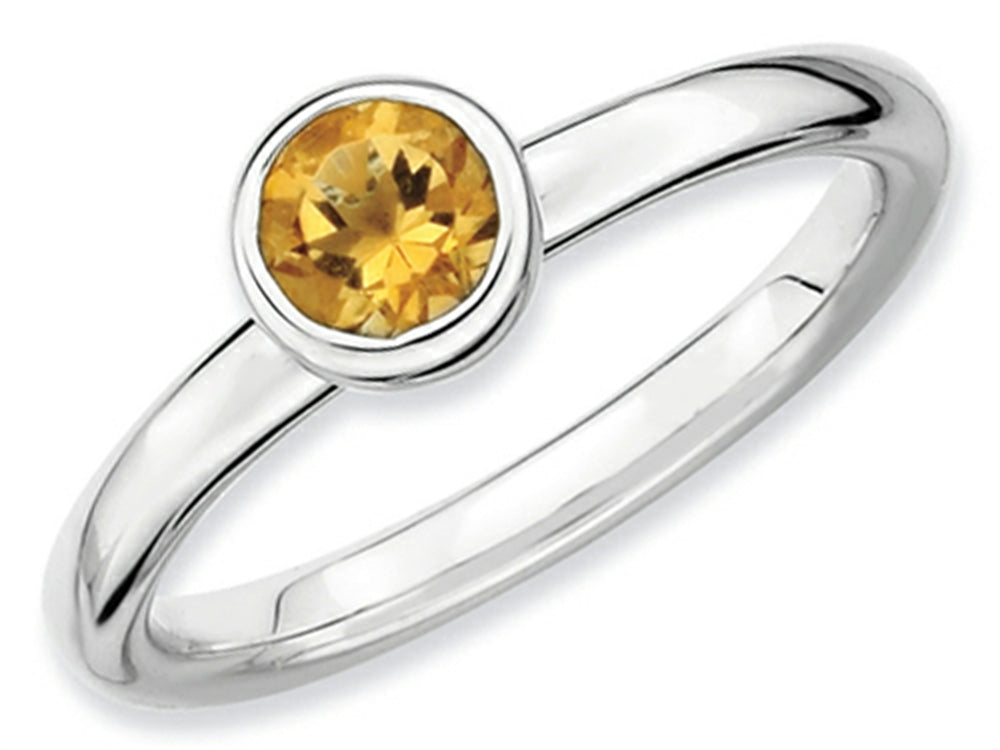 Stackable Expressions Sterling Silver Low 5mm Round Citrine Stackable Ring