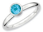 Stackable Expressions Sterling Silver Low 5mm Round Simulated Blue Topaz Stackable Ring