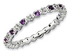 Stackable Expressions Sterling Silver Amethyst and Diamond Stackable Ring