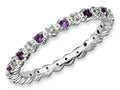 Stackable Expressions Sterling Silver Amethyst and Diamond Stackable Ring