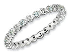 Stackable Expressions Sterling Silver Aquamarine and Diamond Stackable Ring