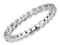 Stackable Expressions Sterling Silver White Topaz and Diamond Stackable Ring