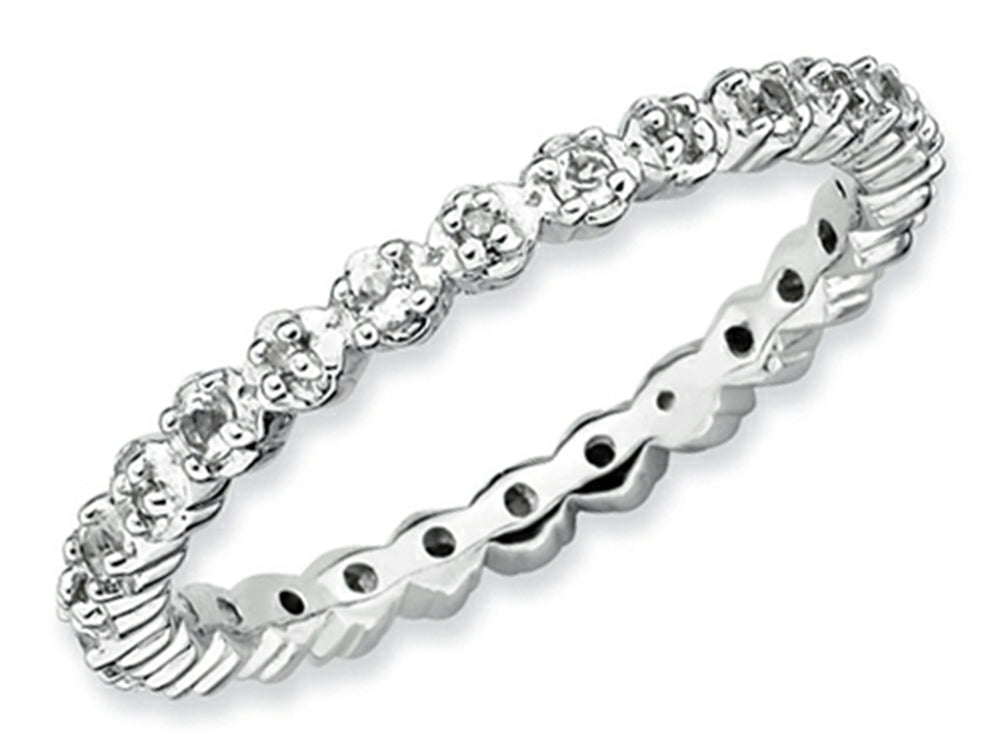 Stackable Expressions Sterling Silver White Topaz and Diamond Stackable Ring