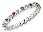 Stackable Expressions Sterling Silver Rhod. Garnet and Diamond Stackable Ring