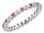 Stackable Expressions Sterling Silver Created Ruby and Diamond Stackable Ring