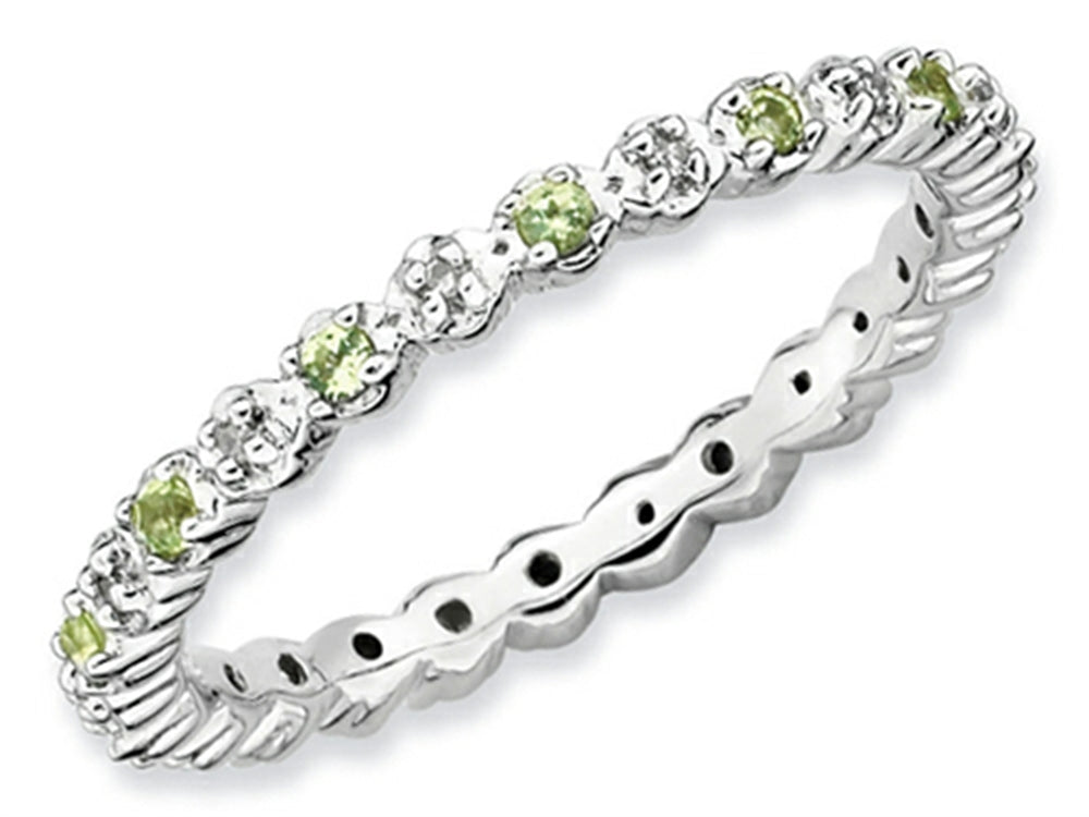 Stackable Expressions Sterling Silver Peridot and Diamond Stackable Ring