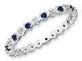 Stackable Expressions Sterling Silver Created Sapphire and Diamond Stackable Ring