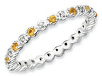 Stackable Expressions Sterling Silver Citrine and Diamond Stackable Ring
