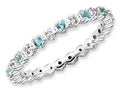 Stackable Expressions Sterling Silver Blue Topaz and Diamond Stackable Ring