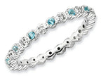 Stackable Expressions Sterling Silver Blue Topaz and Diamond Stackable Ring